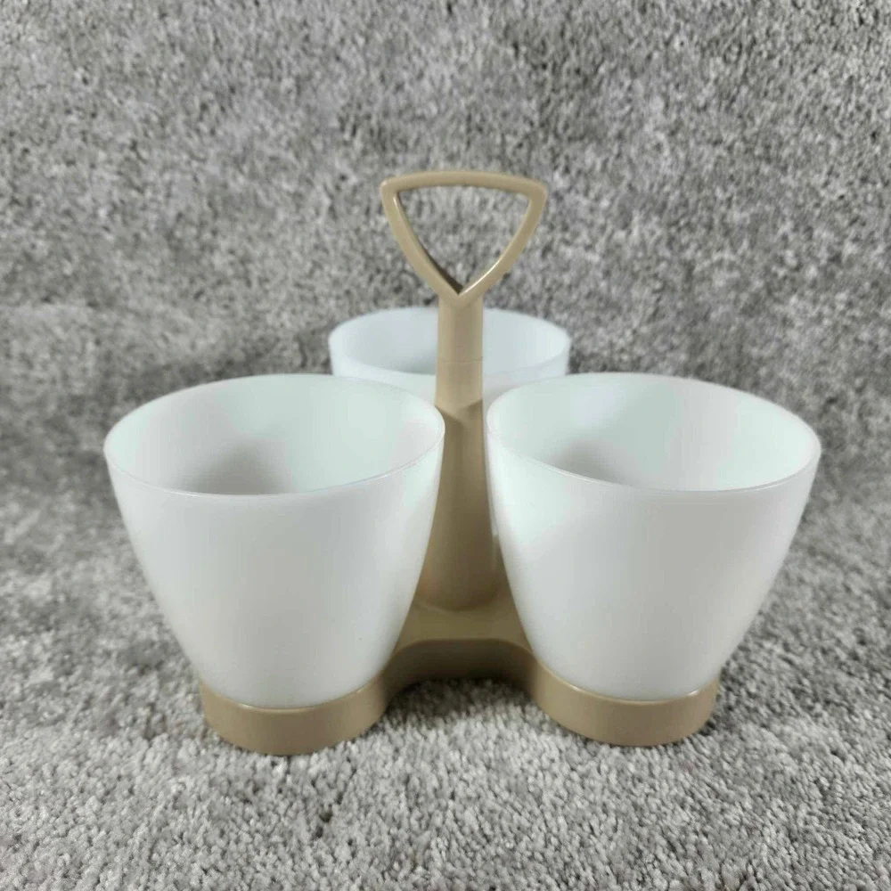 Tupperware Vintage Triple Condiment Server‎ Caddy Holder with Handle
